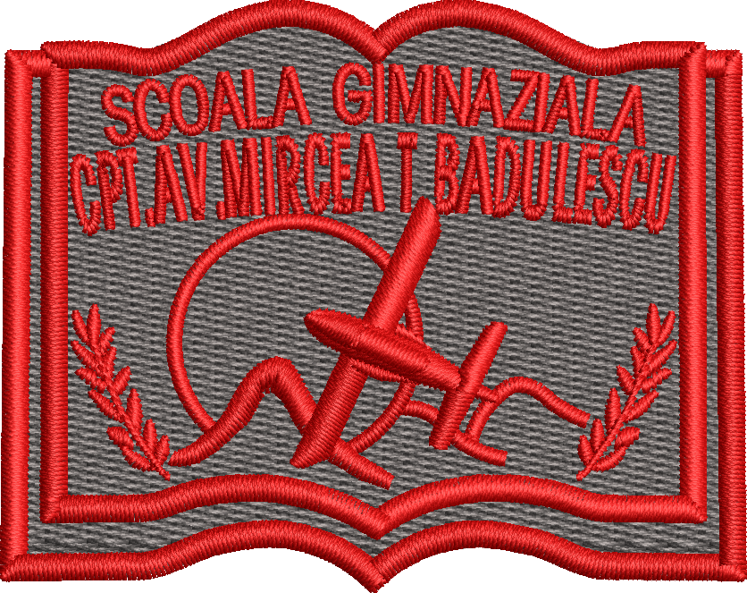EMBLEMA SCOLARA SCOALA GIMNAZIALA CPT.AV.MIRCEA T BADULESCU - VARIANTA NOUA